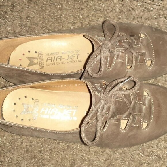 MEPHISTO Air-Jet-Taupe/Light Brown Distressed Nubuck Lace Up-Size 6.5M-Near Mint - Picture 3 of 7